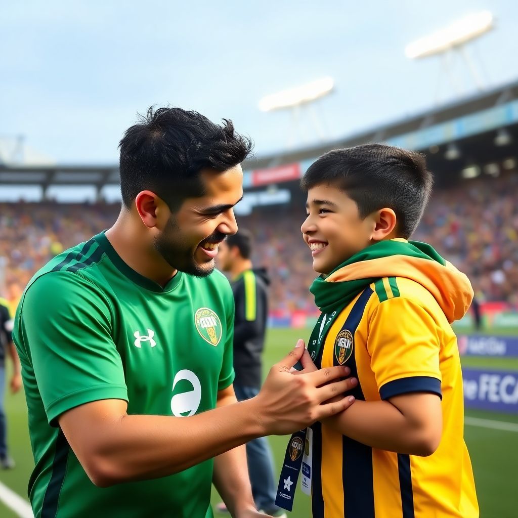 Orbelín pineda deja la rivalidad y comparte un momento especial con un niño de león
